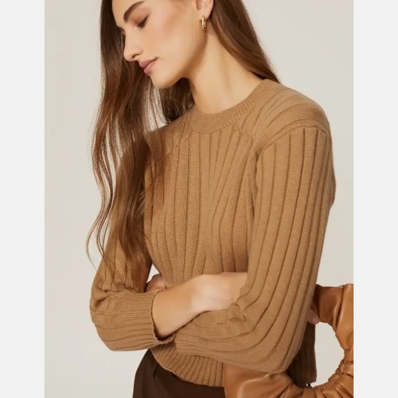 Tome ribbed cropped neautral Crewneck sweater size XS - Picture 2 of 11